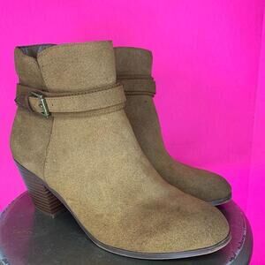 Sam Edelman Lynne Brown Suede Round Toe Side Buckle Ankle Boot Sz 10